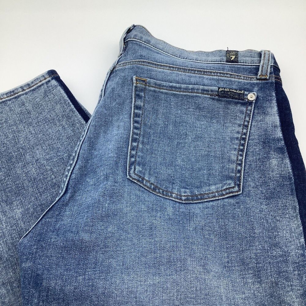 7‎ For All Mankind Womens Ankle Gwenevere Two Toned Jeans Blue Size 32